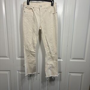 J.Crew Demi Boot Crop Jeans Women 27 Ivory Raw Hem Coastal Cowgirl Resortcore